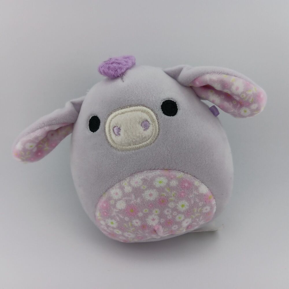 Kellytoy Squishmallow Delzi The Purple Donkey Floral Belly 4.5" Soft Plush Toy